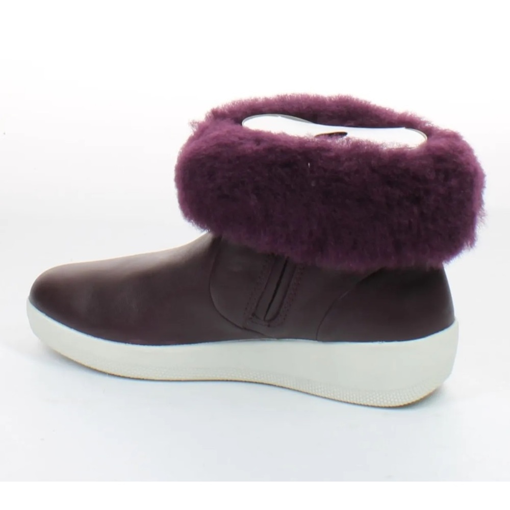 Fitflop shearling leather boots wine purple sz 6.5 $140 - Picture 4 of 5
